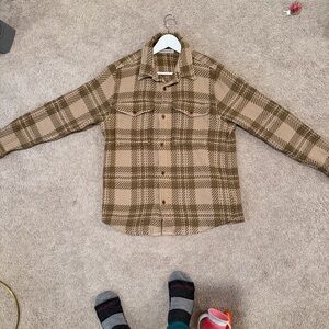 Outerknown Cloud Weave Shirt Jacket in Brown and Tan (Medium)